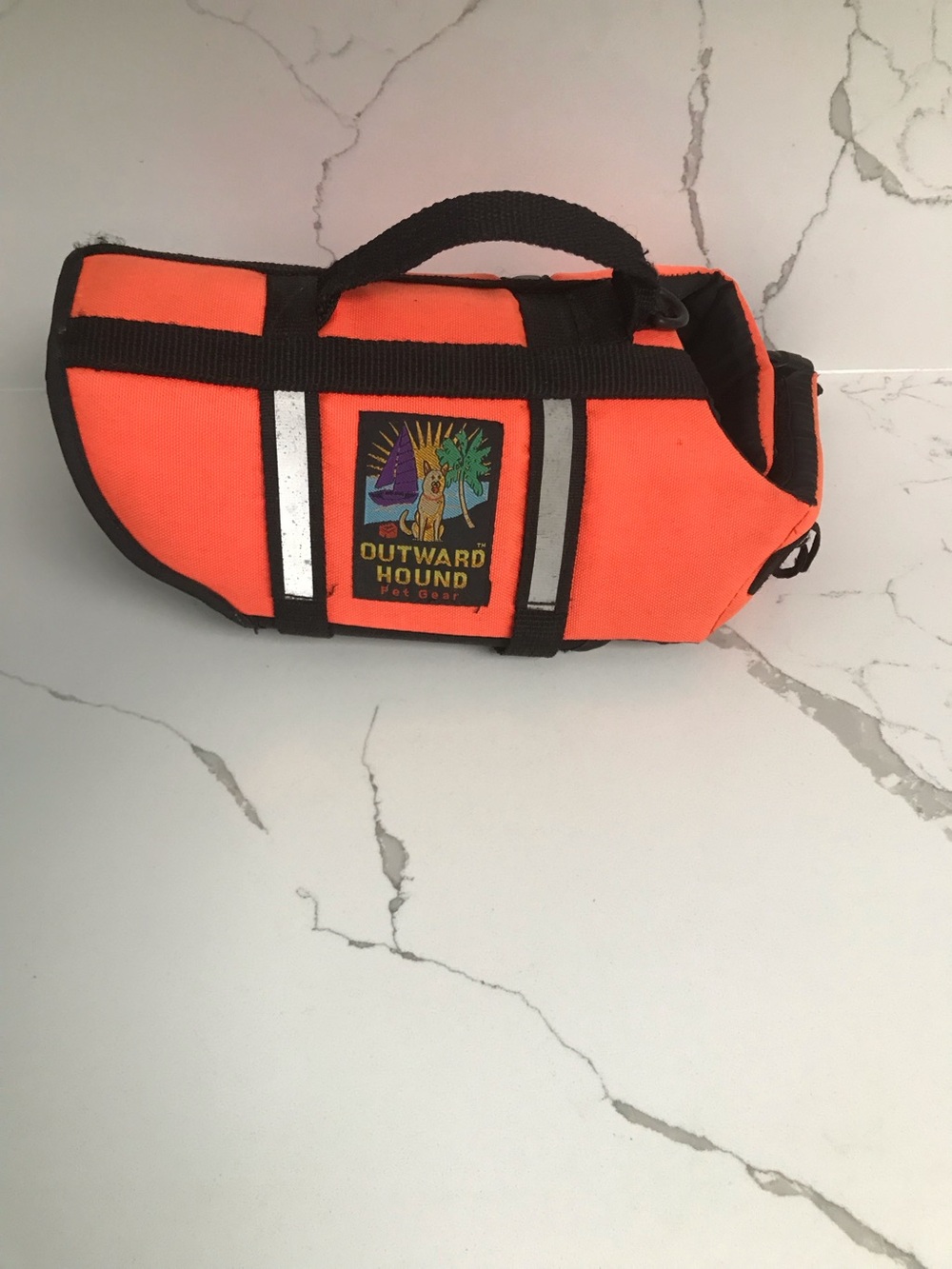 Outward Hound Bright Orange Dog Life Vest with Black Trim